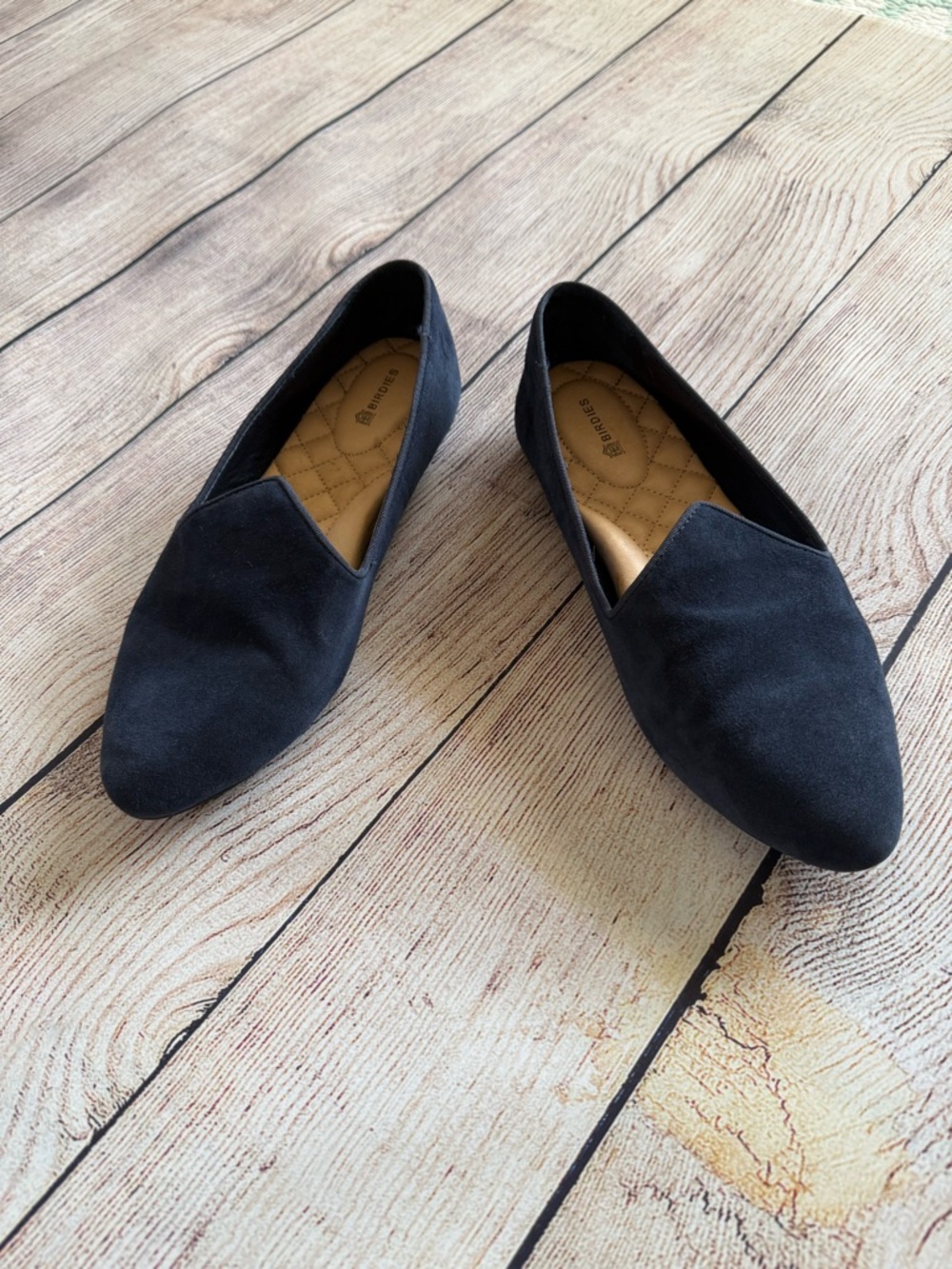 Birdies The Heron Blue Suede Pointed Toe Slip On Loafers
